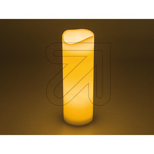 Leuchtende LED-Wachskerze H25cm Ø15cm cremefarbig 36574